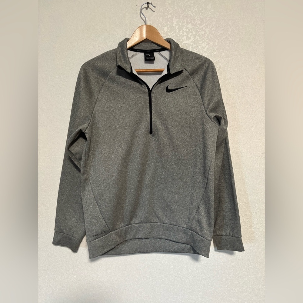 Nike Sweatshirt Mens  Gray Dri Fit Quarter Zip Up Pullover Sweater
